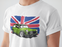British Racing Spirit: Mini Cooper Enthusiast Tee with England Flag!
