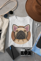 Cocoa Charm: Brown Frenchie Face Tee for Dog Lovers!