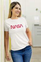 Cosmic Emblem: Red NASA Logo Tee
